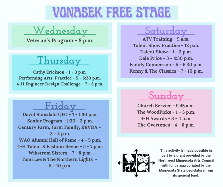 Marshall Co Fair Free Stage Events during the Marshall County Fair July 23rd-July 27th